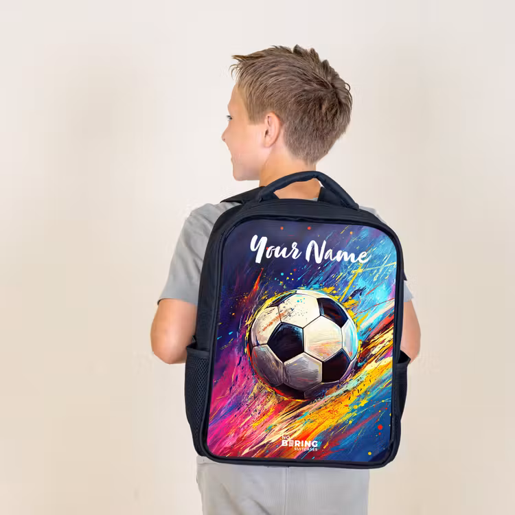 Kids backpack with name - Black - Neon - Soccer - Colorful — 2