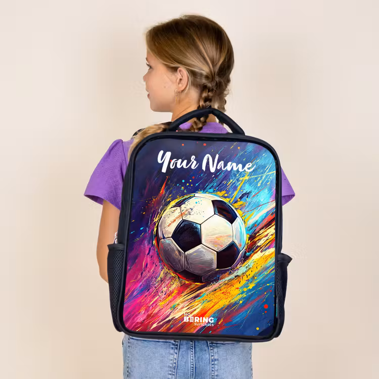 Kids backpack with name - Black - Neon - Soccer - Colorful — 4