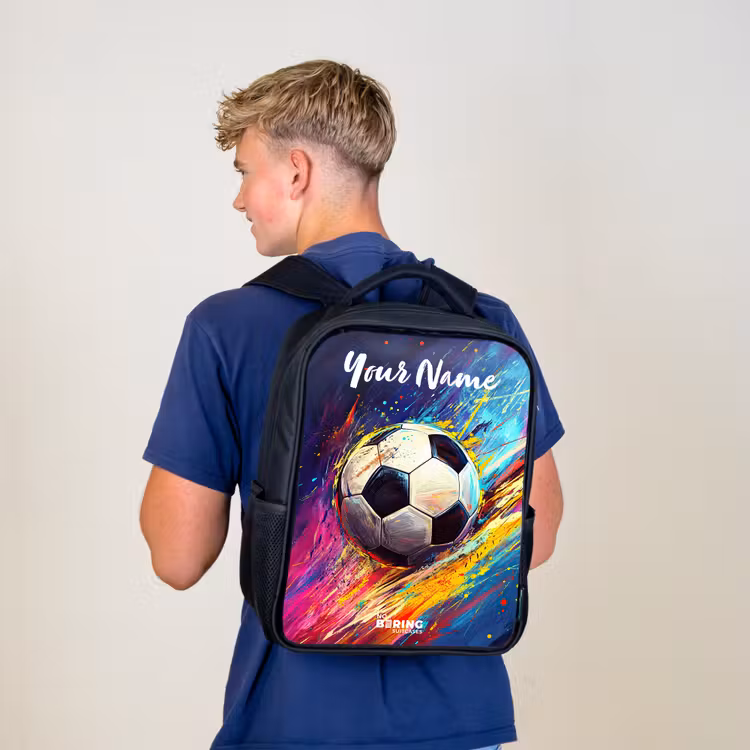Kids backpack with name - Black - Neon - Soccer - Colorful — 5