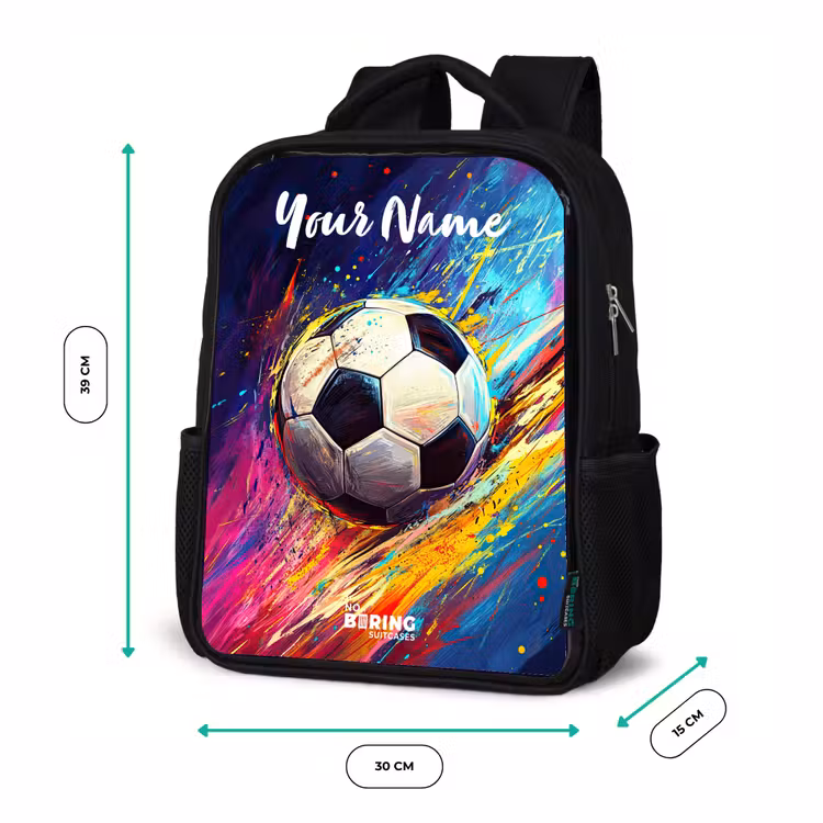Kids backpack with name - Black - Neon - Soccer - Colorful — 8