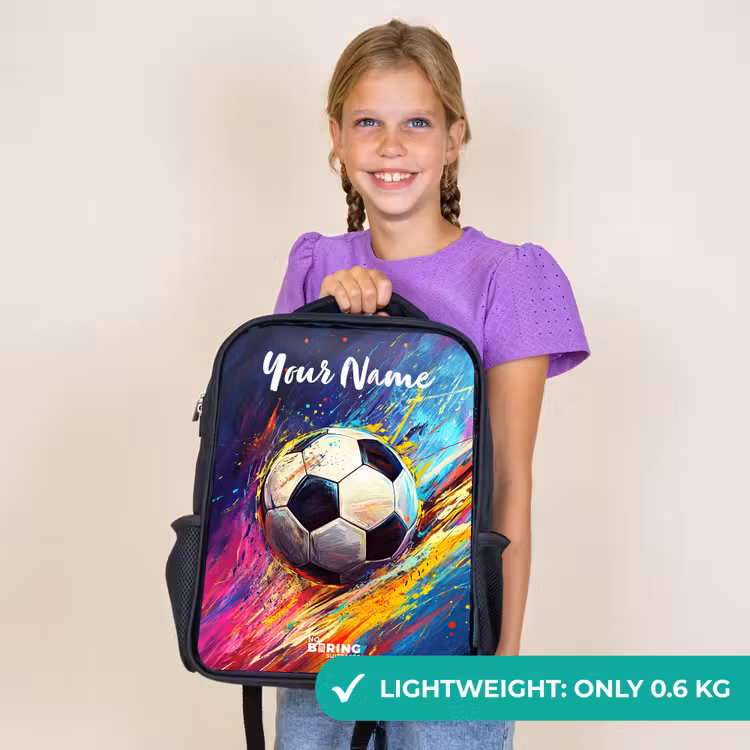 Kids backpack with name - Black - Neon - Soccer - Colorful — 9