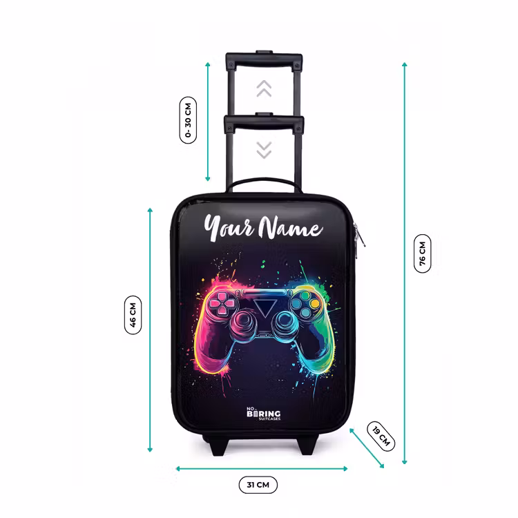 Children's suitcase with name - Neon - Controller - Paint splashes - Game — 3
