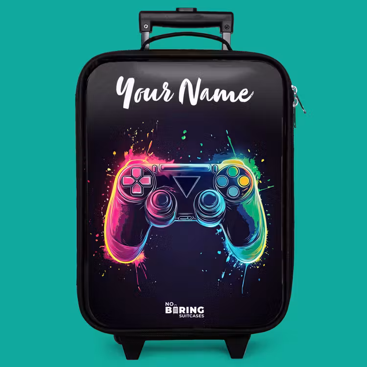 Children's suitcase with name - Neon - Controller - Paint splashes - Game — 4