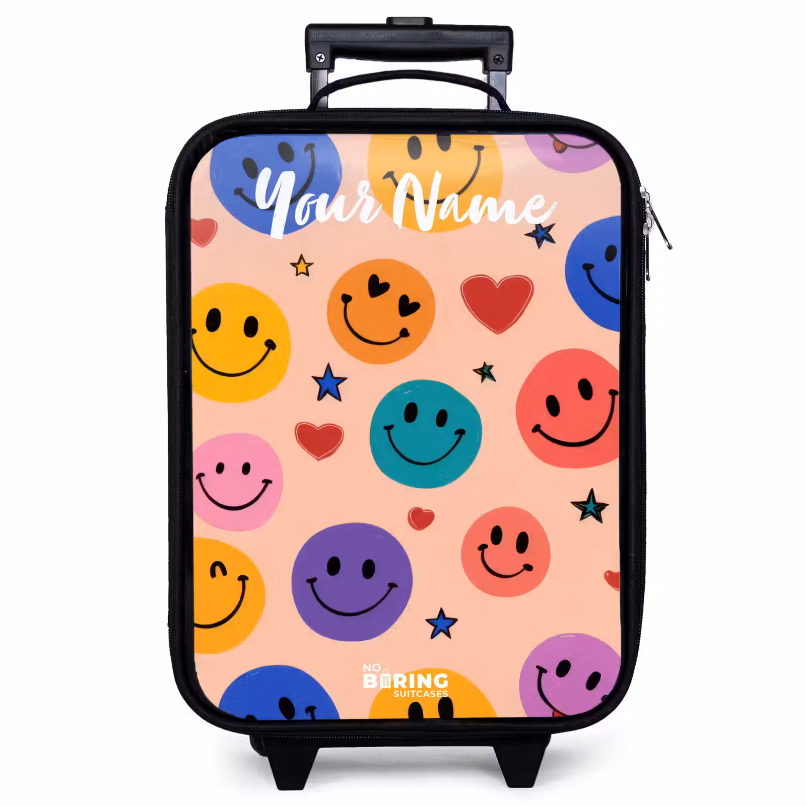 Children's suitcase with name - Cheerful Smiley Pattern — 1