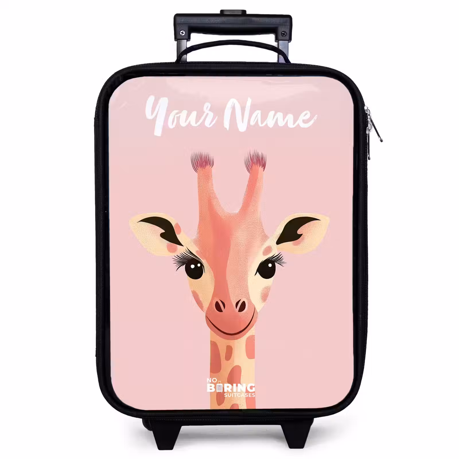 Children's suitcase with name - Giraffe - Eyelashes - Minimalist - Pink — 1
