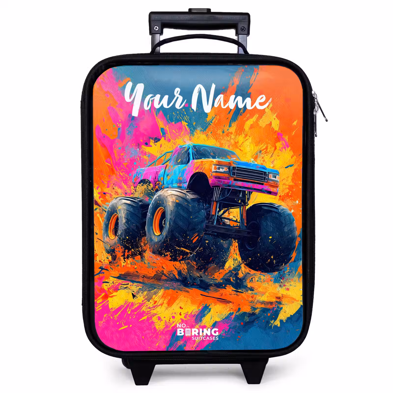 Children's suitcase with name - Monster truck - Abstract - Paint splatters - Colorful — 1