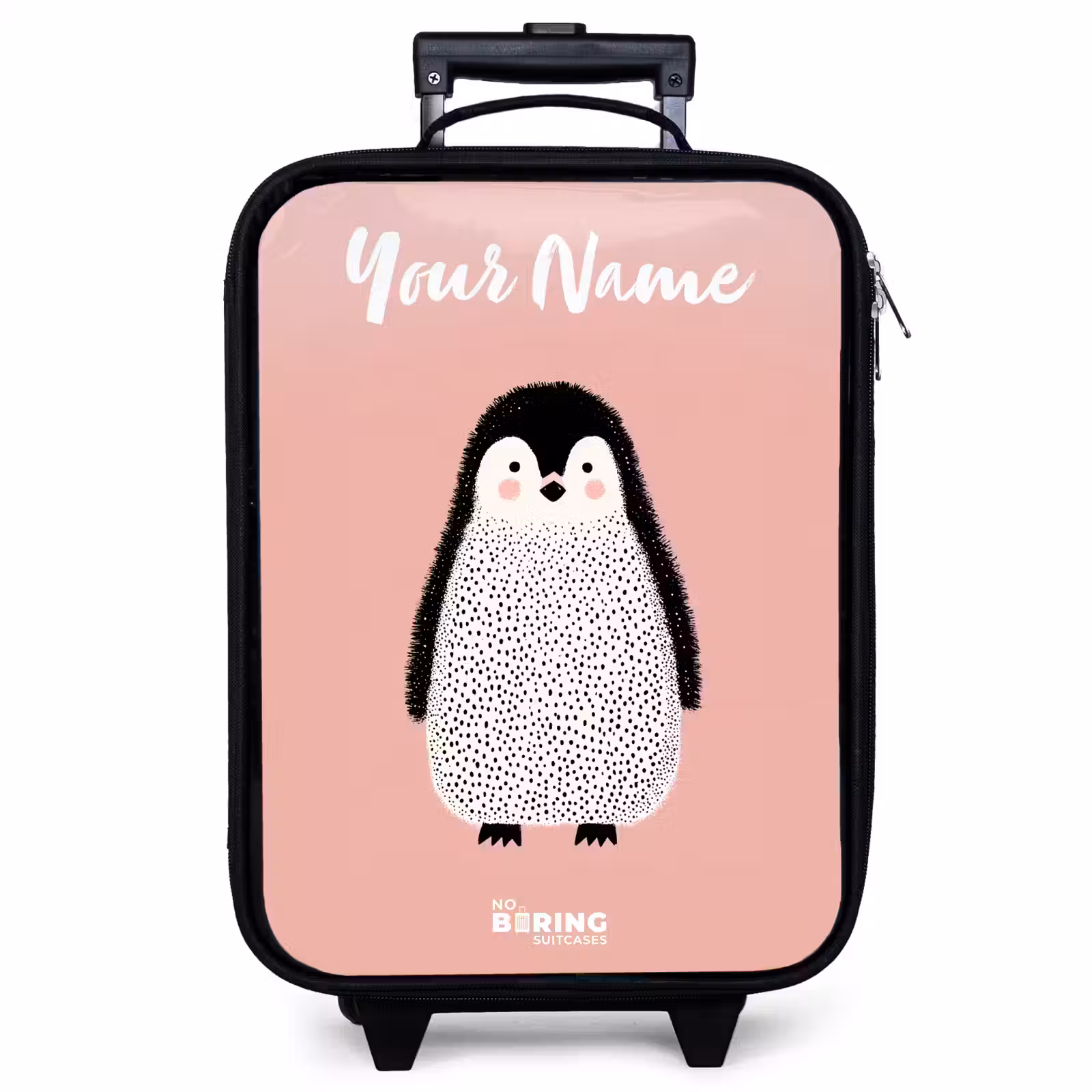 Children's suitcase with name - Penguin - Dots - Pink - Minimalist — 1