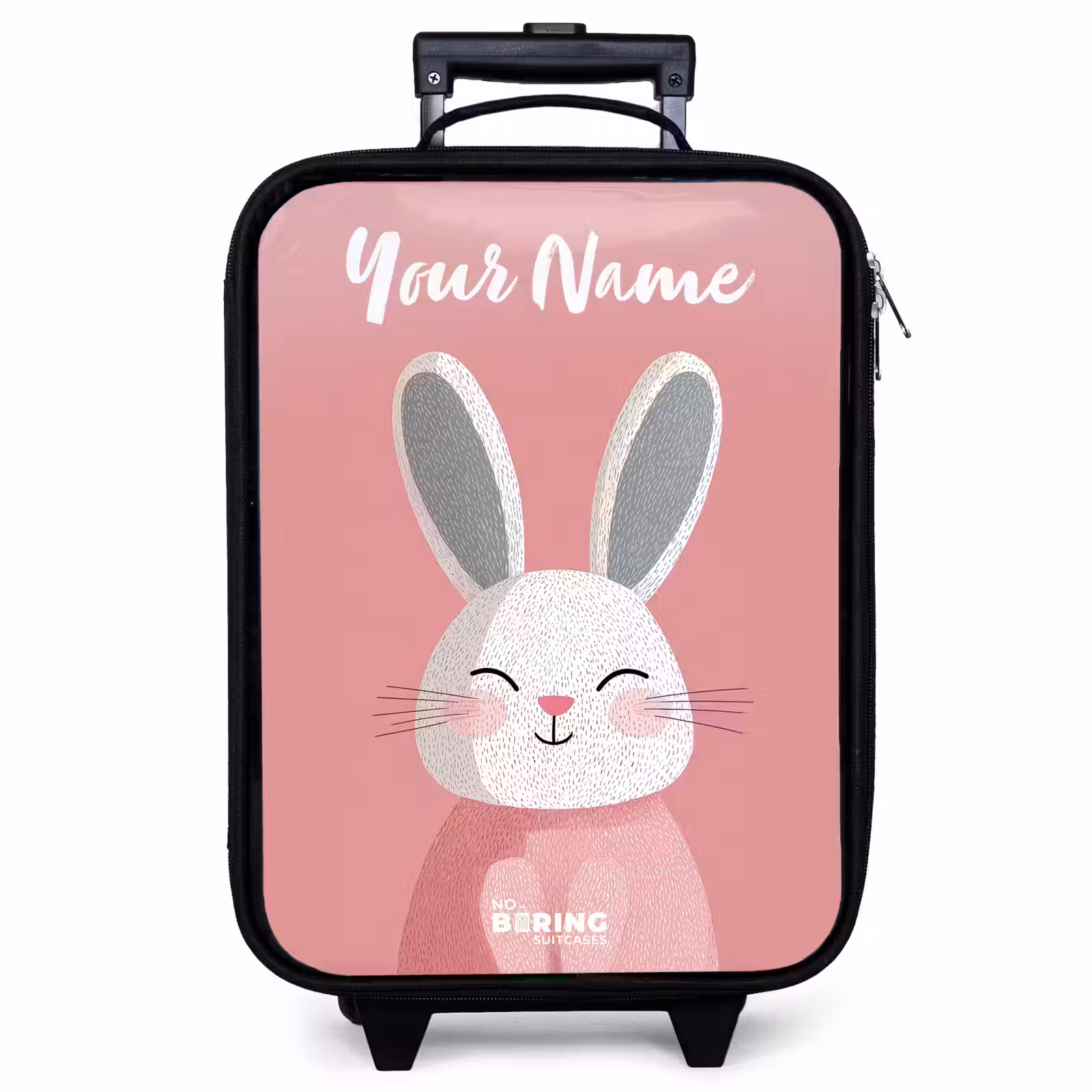 Children's suitcase with name - Rabbit - Blush - Dots - Pink — 1