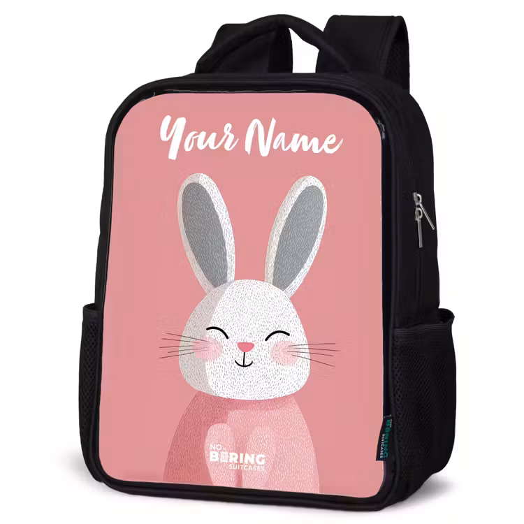 Kids backpack with name - Black - Rabbit - Blush - Dots - Pink — 6
