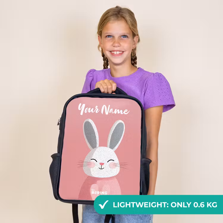 Kids backpack with name - Black - Rabbit - Blush - Dots - Pink — 9