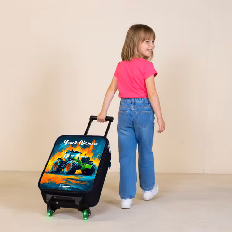 Children's suitcase with name - Abstract - Tractor - Groen — 2