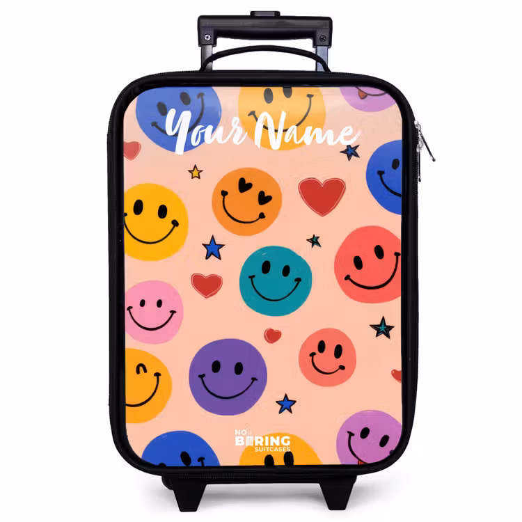 Children's suitcase with name - Cheerful Smiley Pattern — 1