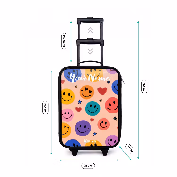 Children's suitcase with name - Cheerful Smiley Pattern — 3
