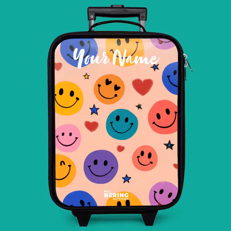 Children's suitcase with name - Cheerful Smiley Pattern — 4