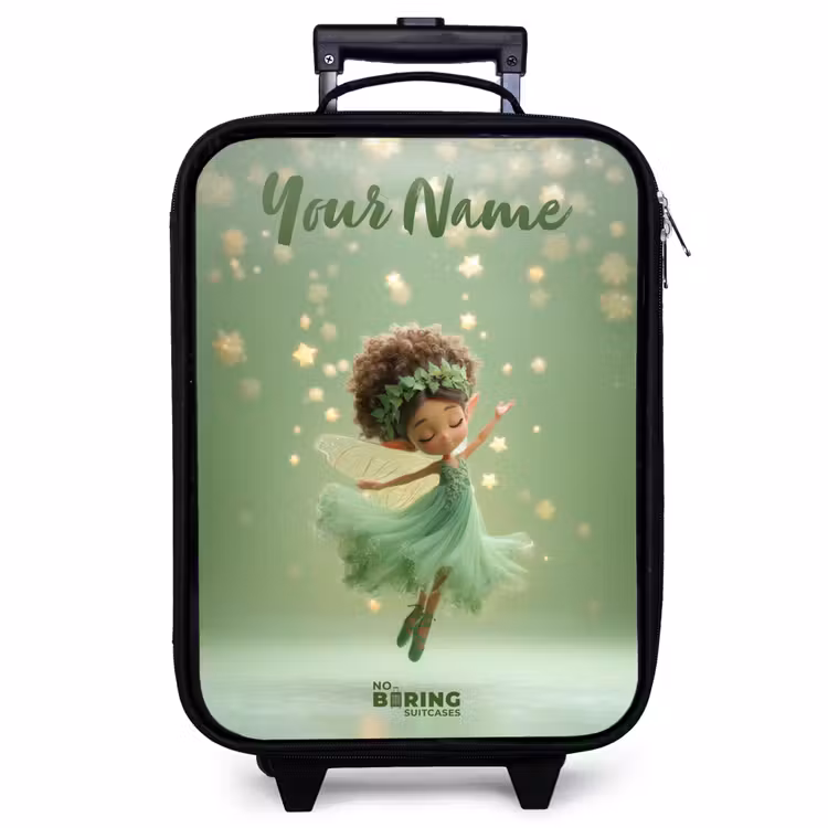Children's suitcase with name - Dancing fairy in green light — 1