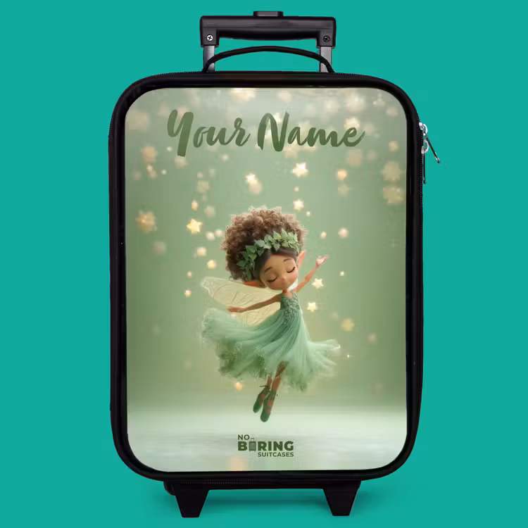 Children's suitcase with name - Dancing fairy in green light — 4