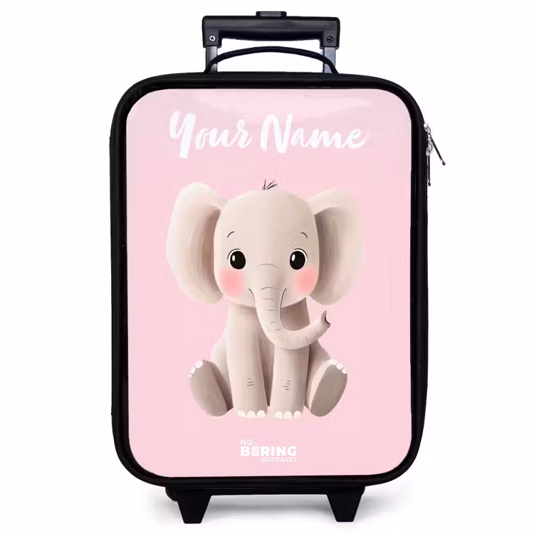 Children's suitcase with name - Elephant - Gray - Baby - Trunk — 1