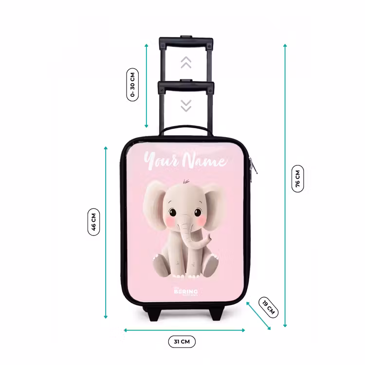 Children's suitcase with name - Elephant - Gray - Baby - Trunk — 3