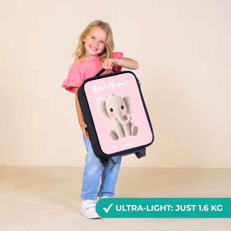 Children's suitcase with name - Elephant - Gray - Baby - Trunk — 5