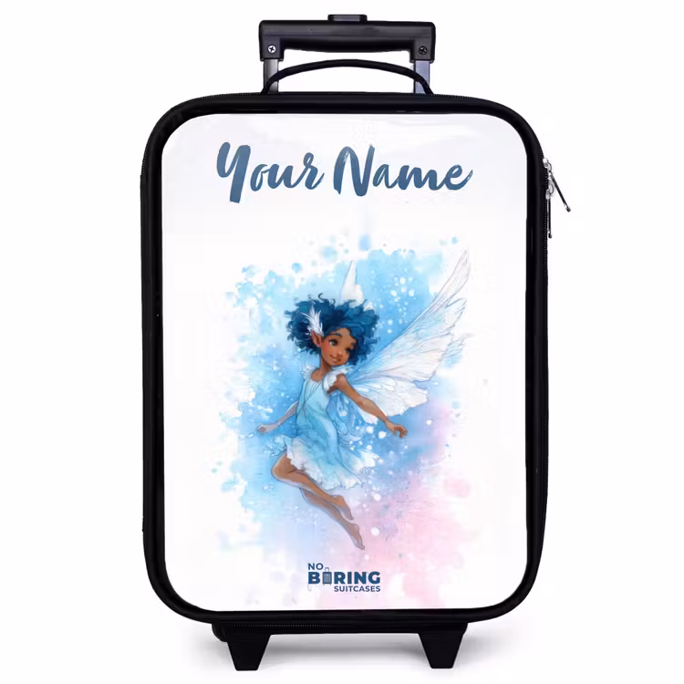 Children's suitcase with name - Flying fairy in shades of blue — 1