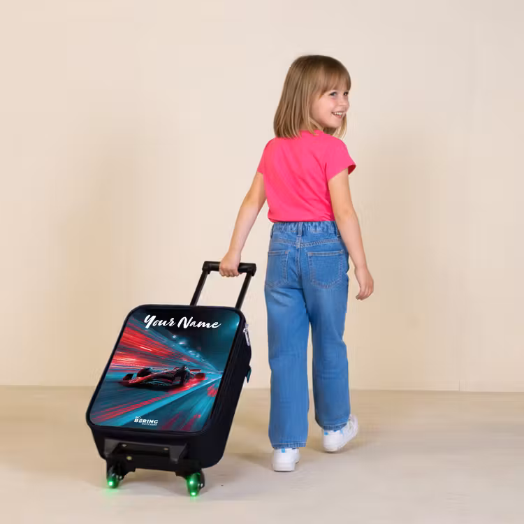 Children's suitcase with name - Formula 1 - Race car - Red - Neon lights — 2