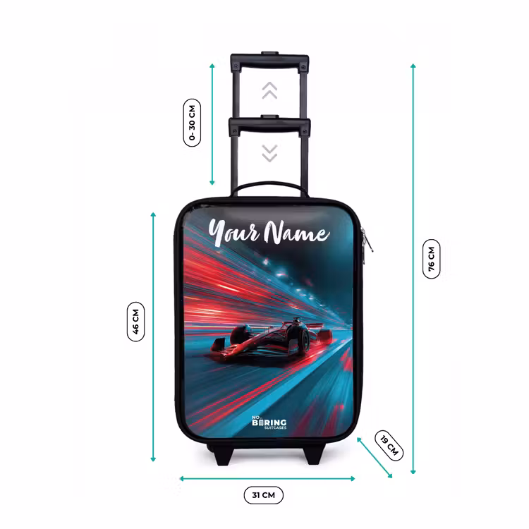 Children's suitcase with name - Formula 1 - Race car - Red - Neon lights — 3