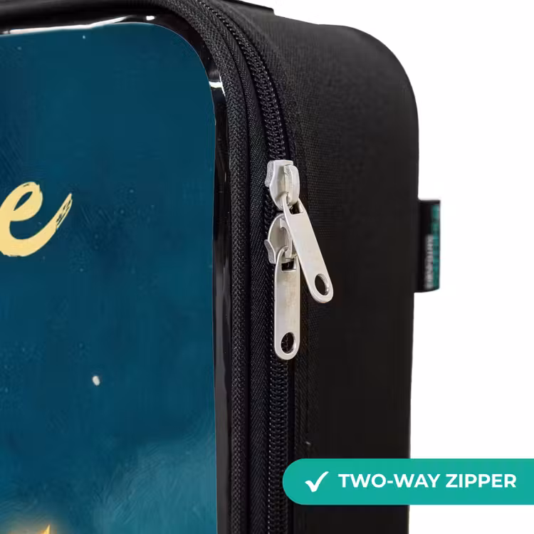 Children's suitcase with name - Green monster on crescent moon — 6