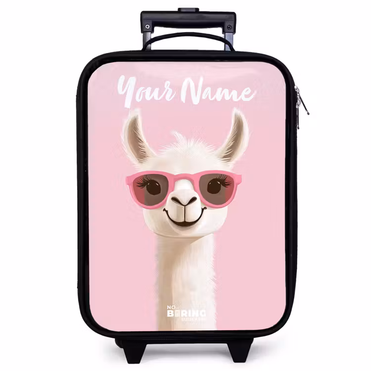 Children's suitcase with name - Llama - White - Sunglasses - Eyelashes — 1