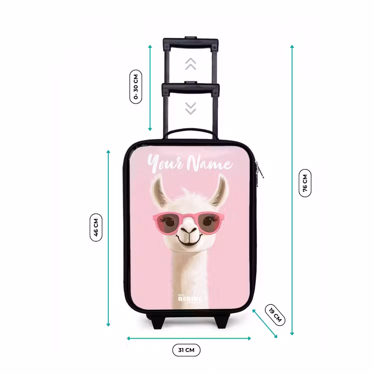 Children's suitcase with name - Llama - White - Sunglasses - Eyelashes — 3