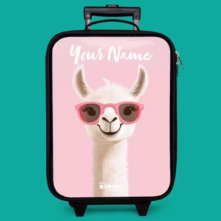 Children's suitcase with name - Llama - White - Sunglasses - Eyelashes — 4