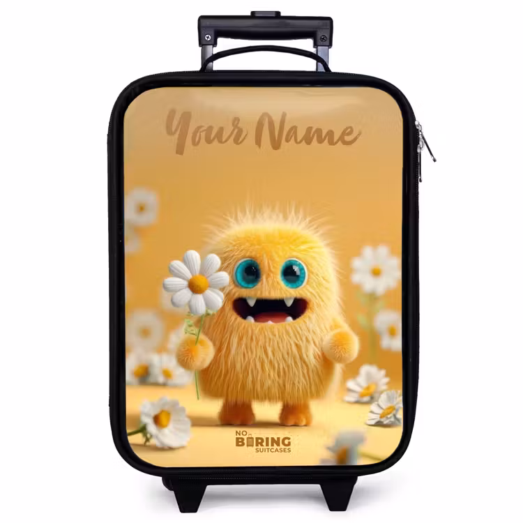 Children's suitcase with name - Monster - Creature - Flower - Yellow — 1