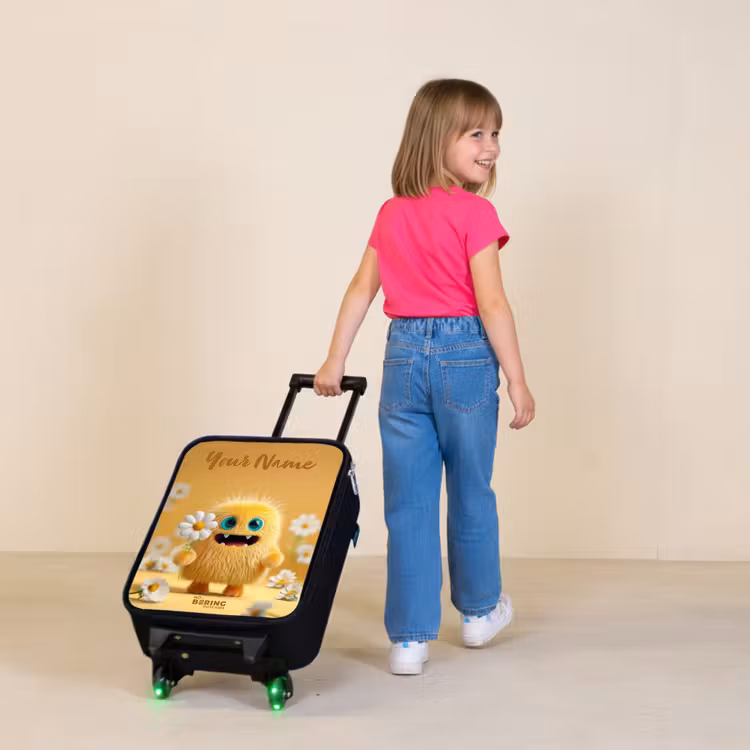 Children's suitcase with name - Monster - Creature - Flower - Yellow — 2