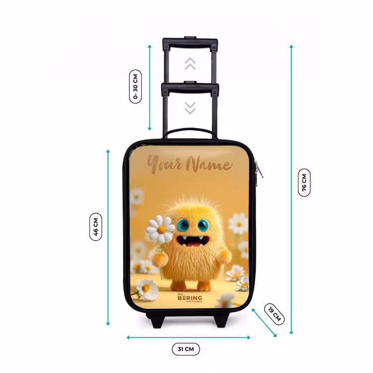 Children's suitcase with name - Monster - Creature - Flower - Yellow — 3