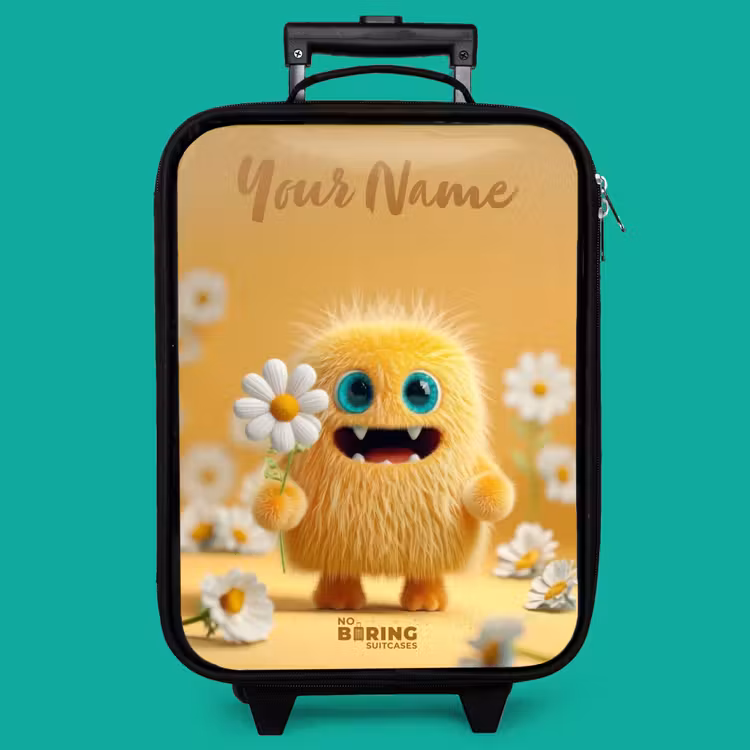 Children's suitcase with name - Monster - Creature - Flower - Yellow — 4
