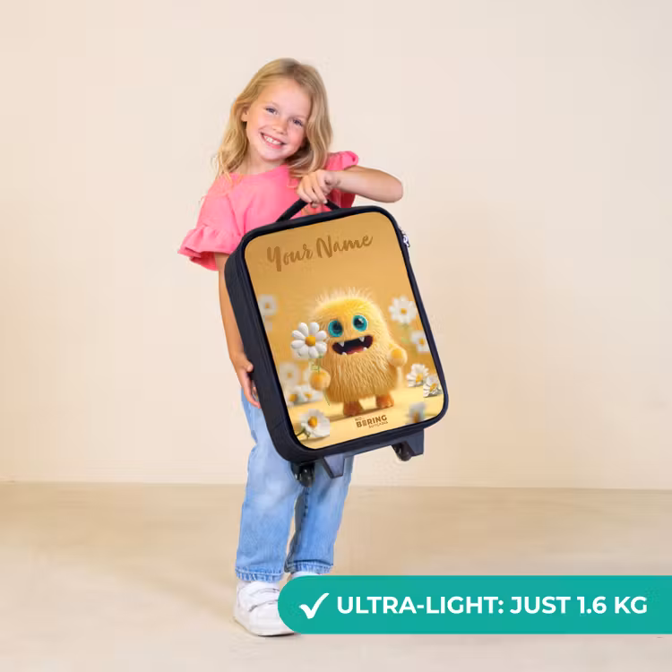 Children's suitcase with name - Monster - Creature - Flower - Yellow — 5
