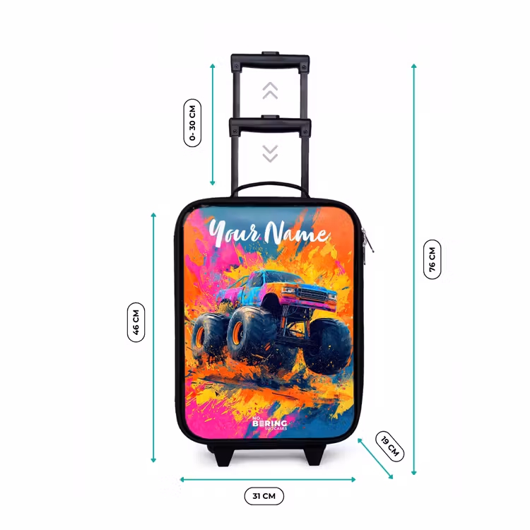 Children's suitcase with name - Monster truck - Abstract - Paint splatters - Colorful — 3