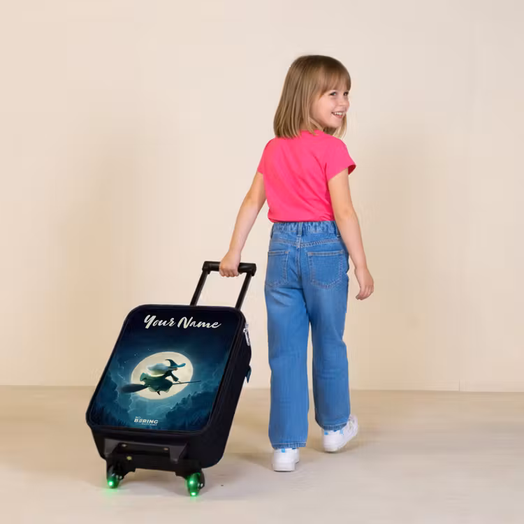 Children's suitcase with name - Night Flight Over the Forest — 2