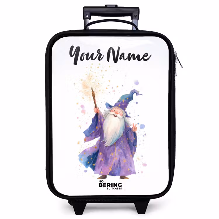 Children's suitcase with name - Old magician with staff — 1