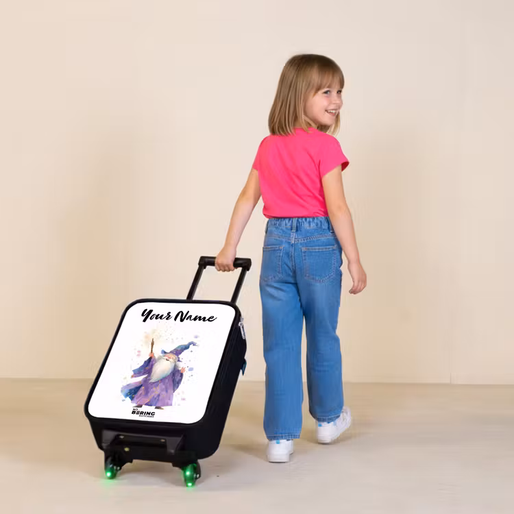 Children's suitcase with name - Old magician with staff — 2