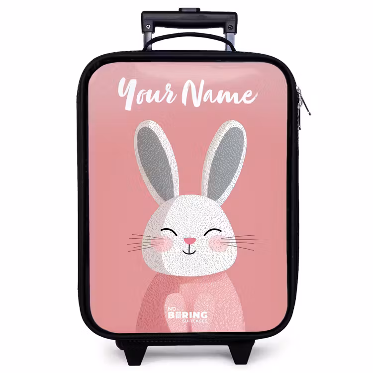 Children's suitcase with name - Rabbit - Blush - Dots - Pink — 1