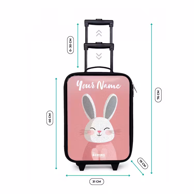 Children's suitcase with name - Rabbit - Blush - Dots - Pink — 3