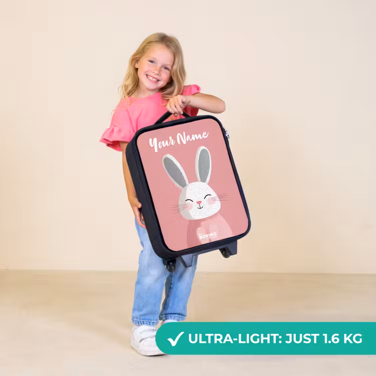 Children's suitcase with name - Rabbit - Blush - Dots - Pink — 5