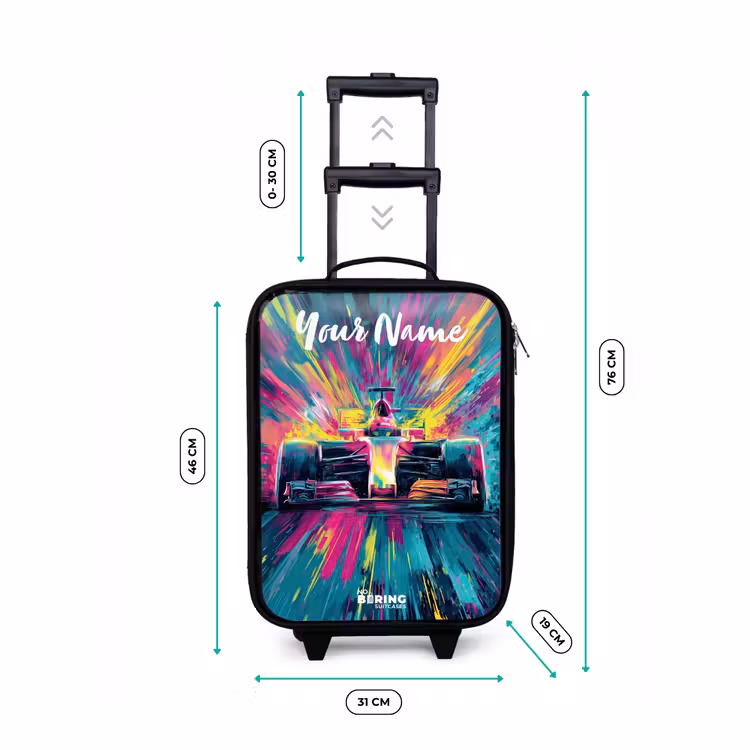 Children's suitcase with name - Race car - Abstract - Stripes - Blue — 3
