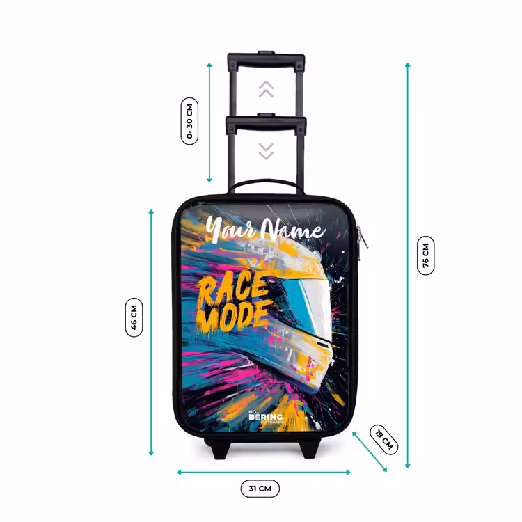 Children's suitcase with name - Racing helmet - Abstract - Paint - Colorful — 3