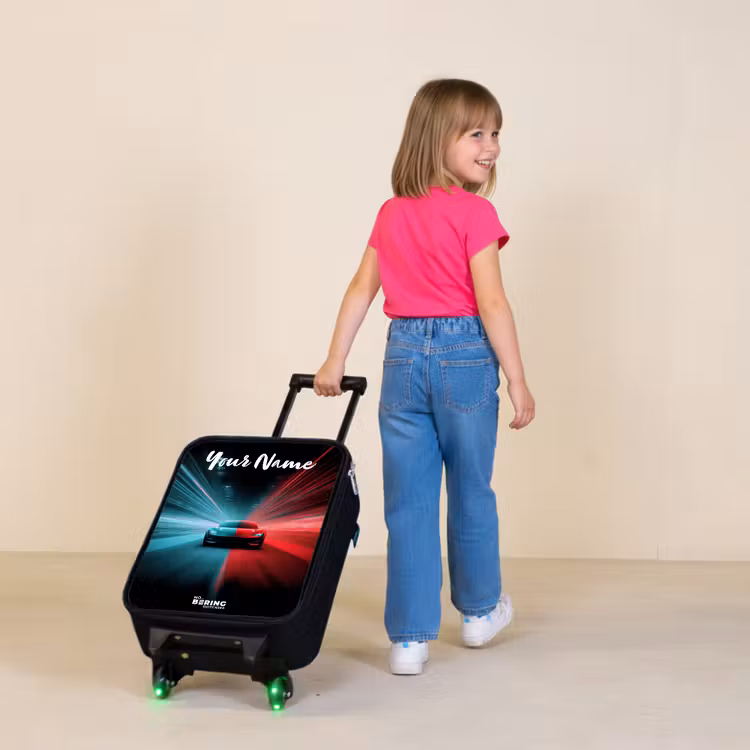 Children's suitcase with name - Sports car - Blue - Neon - City — 2