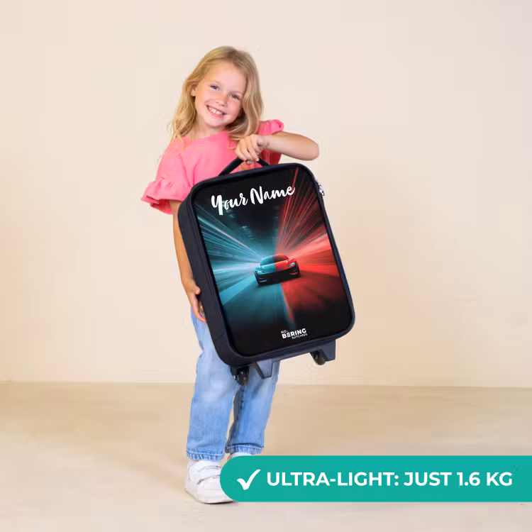 Children's suitcase with name - Sports car - Blue - Neon - City — 5
