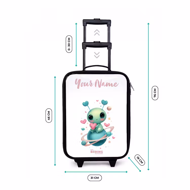 Children's suitcase with name - Sweet alien creature with heart — 3