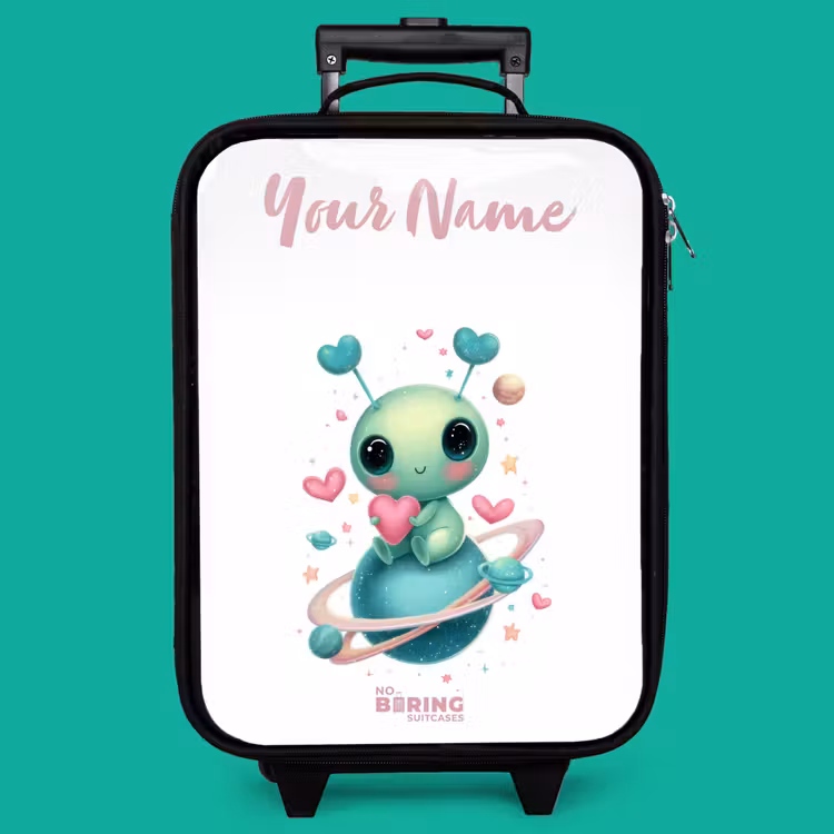 Children's suitcase with name - Sweet alien creature with heart — 4