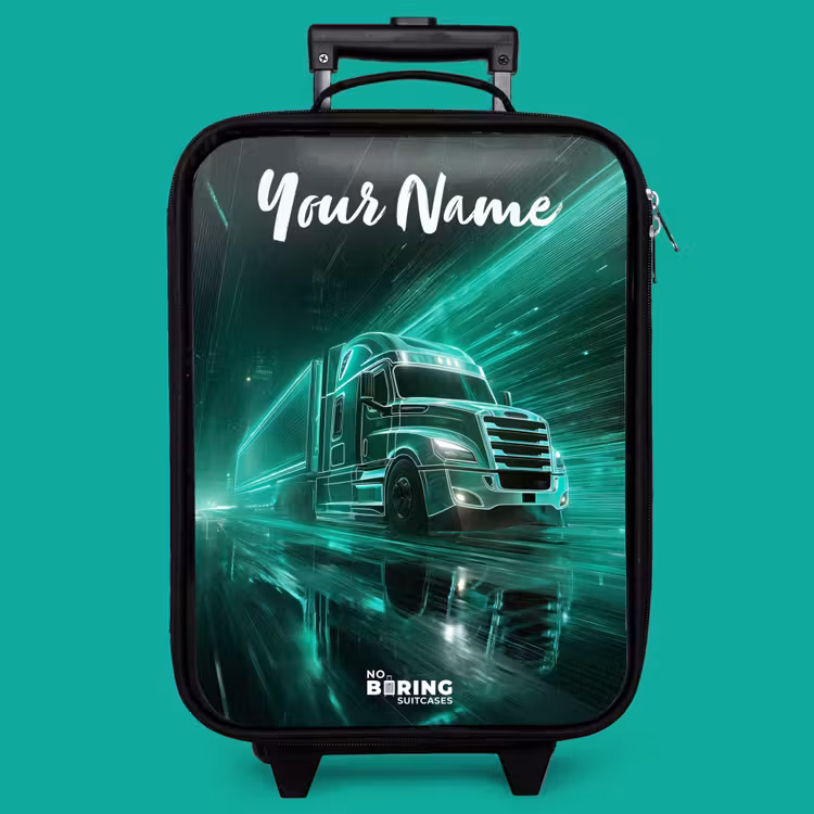 Children's suitcase with name - Truck - City - Green - Neon — 4