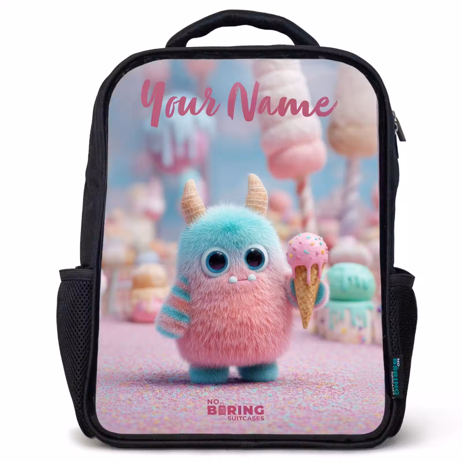 Kids backpack with name - Black - Sweet Monster Candy Adventure — 1